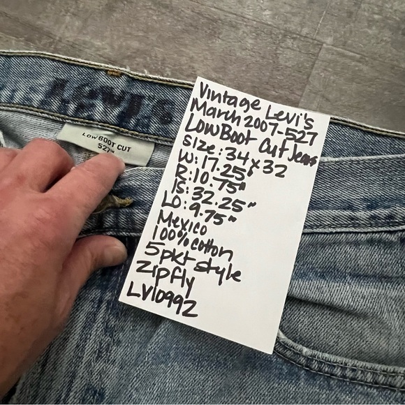 Vintage 2007 Levi’s 527 Low Bootcut Light Wash Distressed Jeans Mexico 34 X 32 - Picture 10 of 10